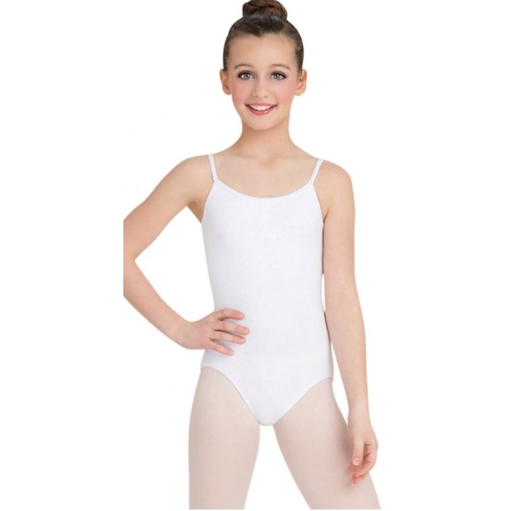 Capezio Leotard Girls' Size Medium 7/8 White Adjustable Straps CC100C Dance‎